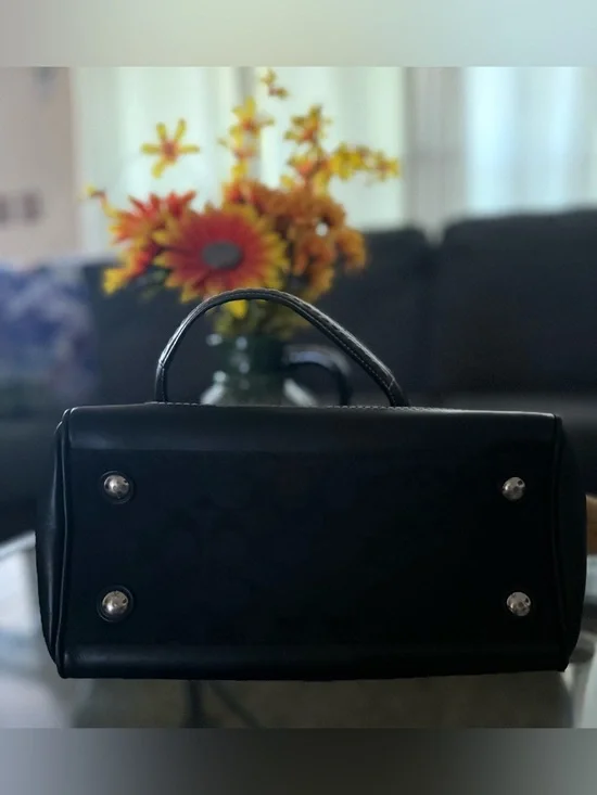 Coach Black Signature Satchel (or Boston Bag - Picture 8 of 12